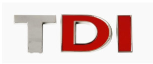 Emblema Ornament Crom TDI cu 2 Litere Rosii Lipire cu Banda Autoadeziva 