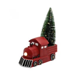 Figurina Ceramica Locomotiva Rosie Cu Brad 
