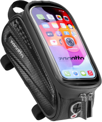 Geanta bicicleta cadru Zagatto® Negru carbon Dimenziuni 23x13x10 cm Capacitate 2.9L Borseta bicicleta cu suport telefon Impermeabi 