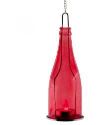 Sticla Decor Cu Candela Led Rosu 