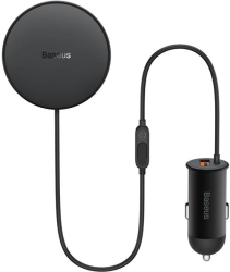 Suport auto profesional Baseus CW01 3 in 1 cu functie de incarcare wireless 15W si incarcator auto USB-C 25W negru. 