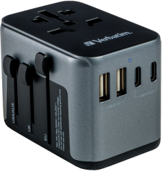 Adaptor calatorie universal Verbatim UTA-03 6-in-1 1 port USB-C PD 30W QC 3.0 18W 2 porturi USB-C 15W 2 porturi USB-A 12W EU UK USA/J