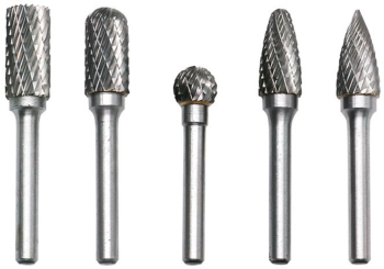 Trusa 5 Freze Biax de Carbura Mari din Otel Tungsten pentru Metal Lemn si alte materiale Diamentru Varf 10 mm si Tija Prindere 6 mm 