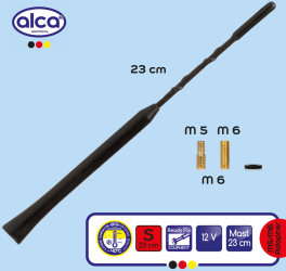 Antena Auto Exterior Neagra 23Cm Cu 2 Adaptoare 5-6Mm 
