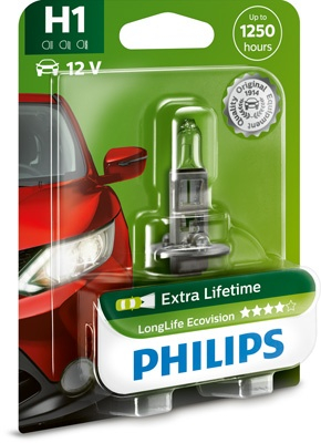 Bec Far H1 55W 12V Longer Life Ecovision Philips 