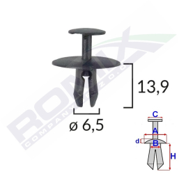Clips Fixare Pentru Citroen/Peugeot 6.5X13.9Mm - Negru Set 10 Buc 