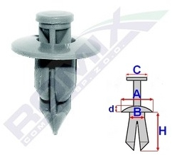 Clips Fixare Pentru Suzuki/Mitsubishi 6.9X14.5Mm - Gri Set 10 Buc 