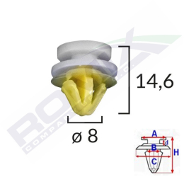 Clips Tapiterie Pentru Land Rover Opel Renault 8X14.6Mm - Alb Set 10 Buc 