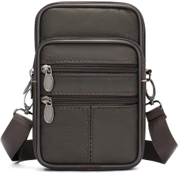 Geanta barbati BUSY LDY and GTM® Swift piele naturala de umar si atasabila la curea maro inchis 