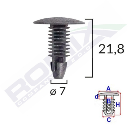Clips Tapiterie Pentru Honda/Hyundai/Toyota 7X21.8Mm - Negru Set 10 Buc 