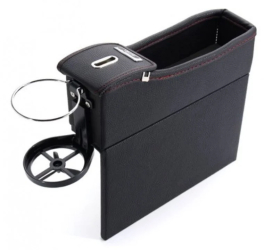 Cutie Organizatoare Scaun Auto din Piele Neagra Depozitare Obiecte Stanga 