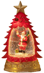 Decoratiune de Craciun tip Brad Flippy Glob de Cristal cu Fulgi de Zapada Model Mos Craciun Iluminare LED 16 x 9 x 5 cm Carcasa Vintage 