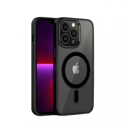 Husa MagSafe pentru Apple iPhone 11 Full Cover Frosted Acrylic Color Big Hole Magnetica Incarcare Wireless Flippy Negru 