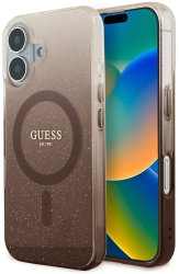 Husa pentru iPhone 16 - Guess IML Glitter Gradient MagSafe GUHMP16SHGRCELW - Brown 