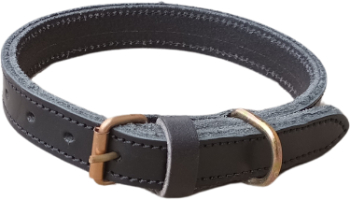 Zgarda dubla din piele naturala neagra pentru caini 55 x 2 cm