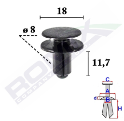 Clips Fixare Bara Protectie Pentru Kia Rio 8X11.7Mm Set 10 Buc 