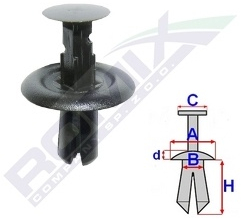 Clips Fixare Pentru Ford/Mazda 6X16.4Mm - Negru Set 10 Buc 