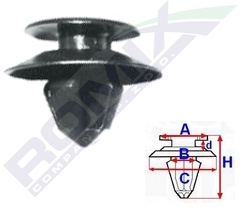 Clips Tapiterie Pentru Mercedes 8.1X13.2Mm - Negru Set 10 Buc 