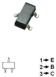 Componenta electronica de tip tranzistor SMD NPN BC850C. 