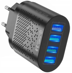 Incarcator de retea cu 4x USB Quick Charge 3.0 86 x 50 x 28 mm negru 