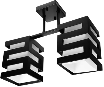 Lustra Nima 2 E27 Negru Metal si Lemn 