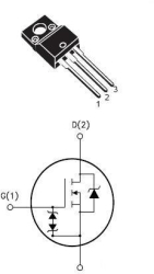 Mosfet putere canal N 600V rezistenta 3.3ohm curent 2.2A 