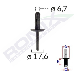 Popnit Plastic Universal 6.7X17.6Mm - Negru Set 10 Buc 
