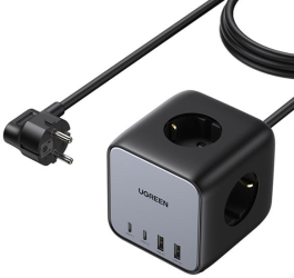 Prelungitor UGREEN Nexode DigiNest Cube 3 prize 3680W AC Schuko 2x USB-C 2x USB-A 1.8m Gri 