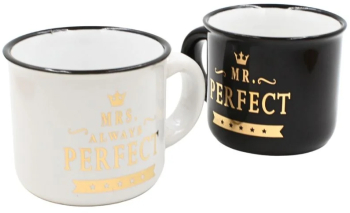 Set 2 Cesti Espresso Nekupto &ndash &ldquo Mr. Perfect and Mrs. Always Perfect&rdquo 2 x 80 ml 