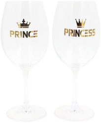 Set 2 pahare vin cristal ecologic 440 ml Nekupto - Prince & Princess 