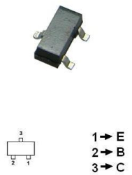 Tranzistor NPN pentru semnal mic SMD model BC847A 