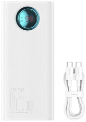 Acumulator extern Baseus Amblight Digital Display 26.800 mAh Incarcare rapida 65W cablu USB-C la USB-C inclus Alb 
