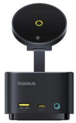 Docking station Baseus MagPro Series II 7-in-1 conectare PC USB-Type-C USB 3.2 x 1 incarcare wireless 15W card reader MicroSD/SD negru 