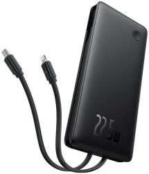 Baterie externa Baseus Airpow Lite 10000mAh 22.5W Incarcare rapida USB-C USB-A cablu dual Lightning si USB-C Negru 