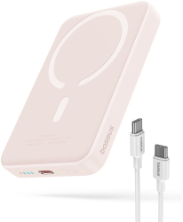 Baterie externa Baseus Magnetic Mini Wireless 10.000 mAh Incarcare rapida 20W cablu USB-C inclus Roz 