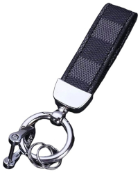 Breloc Elegant din Piele Autentica Bentita pentru Chei cu Catarama. Albastru Miez de Noapte 
