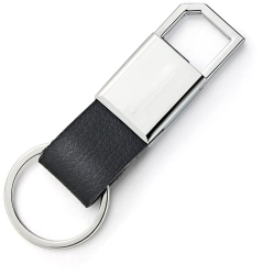 Breloc simplu din piele cu clips metalic Negru 