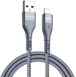Cablu de Date Lightning Fast Charging 2.4A 12W 480Mbps 2m - Duzzona A7 - Grey 