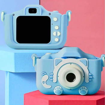 Camera foto copii Smart Fun HD albastru aparat foto digital rezolutie HD efecte speciale video ecran color compacta rezistenta la soc