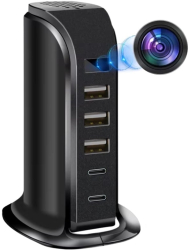 Camera Spion in Statie de Incarcare iUni IP91 Wi-Fi Full HD Senzor de miscare 20W 2 porturi Type-C 3 porturi USB-A