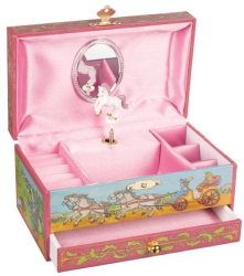 Cutie muzicala cu unicorn pentru fetite 19.3 x 11 x 9.8 cm de lemn Goki 