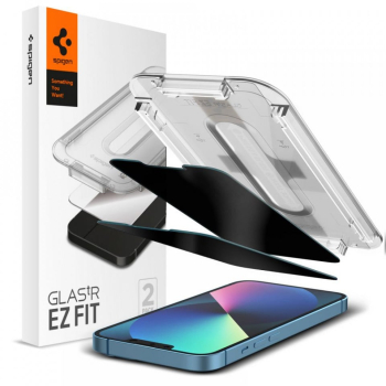 Folie pentru iPhone 13 Pro Max / iPhone 14 Plus set 2 - Spigen Glas.tR EZ FIT Privacy - Clear 