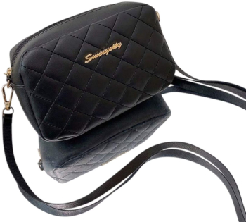 Geanta Dama in Stil Coreean Model Cusatura Diamant - Negru 20x12x6 cm 