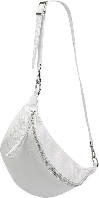 Geanta de umar si talie SH Leder Greta G747 de dama din piele naturala 37 x 21 cm alba - RESIGILAT 