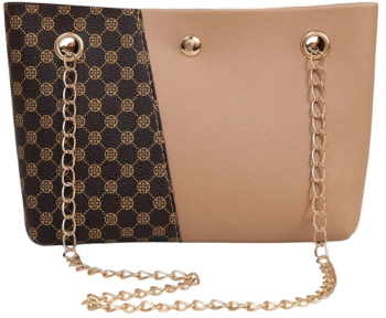 Geanta Mini Casual cu Lant Auriu Design Elegant Bej Maro 