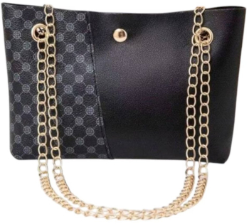 Geanta Mini Casual cu Lant Auriu Design Elegant Negru 