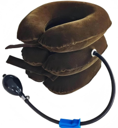 Guler Cervical Moale si Gonflabil pentru Spondiloza si Hernie Cervicala Maro 