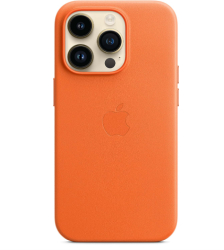 Husa de telefon din piele pentru Apple iPhone 14 Pro cu MagSafe Portocaliu - SECOND 