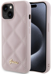Husa pentru iPhone 15 - Guess Quilted Metal Logo GUHCP15SPSQSQSP - Pink 
