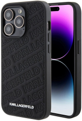 Husa pentru iPhone 15 Pro - Karl Lagerfeld Diagonal Quilted K Pattern KLHCP15LPQKPMK - Black 
